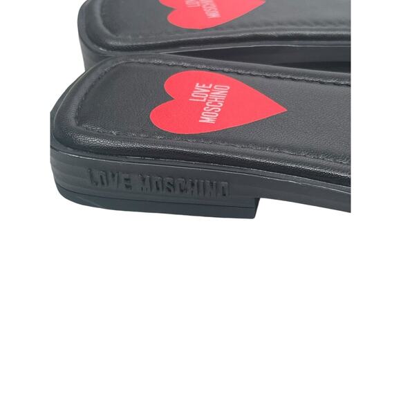Love Moschino Slide Sandals Embossed Hearts Black Size 37 - Picture 5 of 13